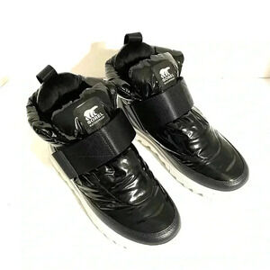 Sorel Black Size 6 Joan of Arctic Next Lite Strap Puffy Boots Hi-Top Black Shiny